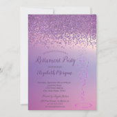 エレガント ワイン グラス パープル ダイヤモンド リタイアメント 招待状 (正面)