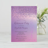 エレガント ワイン グラス パープル ダイヤモンド リタイアメント 招待状 (スタンド正面)