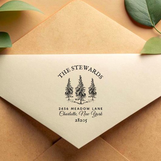 エレガント | ヴィンテージ松の家住所（冬） ラバースタンプ