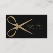 エレガント&ヴィンテージ金ゴールドシザーロゴヘアサロン 名刺 (正面)