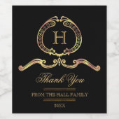 エレガント、ヴィンテージ金ゴールドモノグラム ワインラベル (シングルラベル)