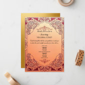 エレガント ヴィンテージ ウェディング インビテーション カード – オーナメント F (正面/裏面インサイチュ)