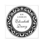 エレガント ヴィンテージ オーナメント ラウンド フレーム エクス ライブリス ネーム セルフインキングスタンプ (デザイン)
