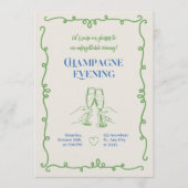 エレガント ヴィンテージ カクテル シャンパン ナイト パーティ 招待状 (正面)