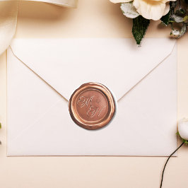 エレガント ヴィンテージ カッパー クラシックイニシャル ウェディング ラウンドシール