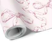 エレガント ヴィンテージ ガーリー プレッピー リボン ピンク トワル ラッピングペーパー (ロールコーナー)