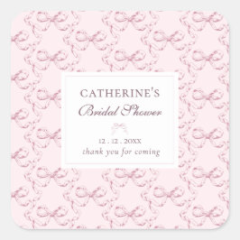 エレガント ヴィンテージ ガーリー プレピー ピンク リボン ありがとう スクエアシール