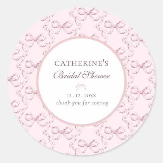 エレガント ヴィンテージ ガーリー プレピー ピンク リボン ありがとう ラウンドシール (正面)