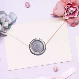 エレガント ヴィンテージ クラシックイニシャル ラベンダー ウェディング ラウンドシール