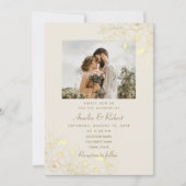 エレガント ヴィンテージ ゴールド フォト ウェディング 招待状 (正面)