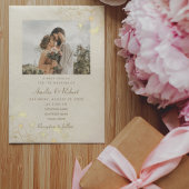 エレガント ヴィンテージ ゴールド フォト ウェディング 招待状