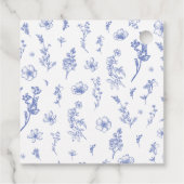 エレガント ヴィンテージ ダスティーブルー フラワーブライダルシャワー フェイバータグ (裏面)