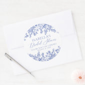 エレガント ヴィンテージ ダスティーブルー フラワーブライダルシャワー ラウンドシール (封筒)