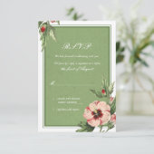 エレガント ヴィンテージ ハイビスカス フローラル ウェディング 返信カード (スタンド正面)