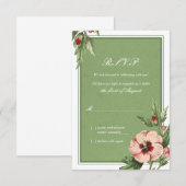 エレガント ヴィンテージ ハイビスカス フローラル ウェディング 返信カード (正面/裏面)