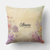 エレガント ヴィンテージ フラワー モノグラム ピロー (裏面)