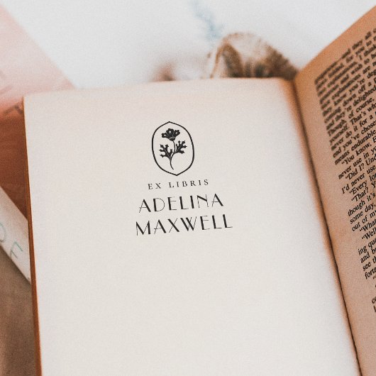 エレガント ヴィンテージ フラワー Ex Libris 本のしるし 本 ラバースタンプ