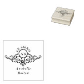 エレガント ヴィンテージ ボタニカル ネーム エクスリブリス ブック ラバースタンプ (押印)