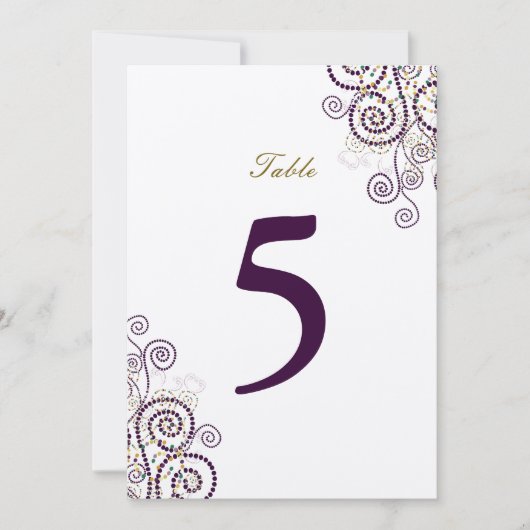 エレガント ヴィンテージ ボヘミアンパープルスパイラル テーブルナンバー (正面)