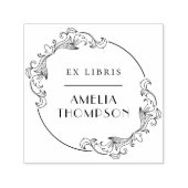 エレガント ヴィンテージ ラウンド フレーム エクス ライブリス ネーム セルフインキングスタンプ (デザイン)