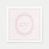 エレガント ヴィンテージ ロマンティック ピンク ブライダル シャワー スタンダードカクテルナプキン (正面)