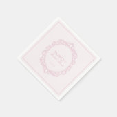 エレガント ヴィンテージ ロマンティック ピンク ブライダル シャワー スタンダードカクテルナプキン (角)