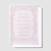 エレガント ヴィンテージ ロマンティック ピンク ブライダル シャワー ベラム紙招待状 (オフセット)