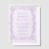エレガント ヴィンテージ ロマンティック ラベンダー ブライダル シャワー ベラム紙招待状 (オフセット)