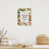 エレガント ヴィンテージ ローズ バード フラワール ウェルカム ブライダルシャワー ポスター (キッチン)