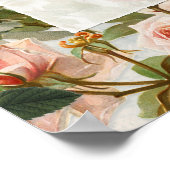 エレガント ヴィンテージ ローズ バード フラワール ウェルカム ブライダルシャワー ポスター (角)