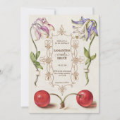 エレガント ヴィンテージ ワイルドフラワー | フラワーのウェディング 招待状 (正面)