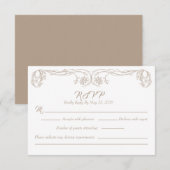 エレガント ヴィンテージ RSVP カード – 緑のバラのフィリグリー (正面/裏面)