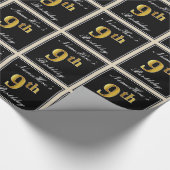 エレガント　偽物の金　9歳の誕生日＋オーダーメイド名前 ラッピングペーパー (角)