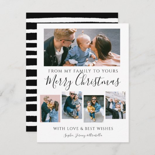 エレガント |写真コラージュのクリスマス シーズンカード (正面/裏面)