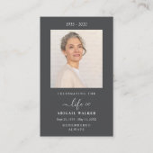 エレガント&写真モダンの葬式カードのカスタム献上品 名刺 (正面)