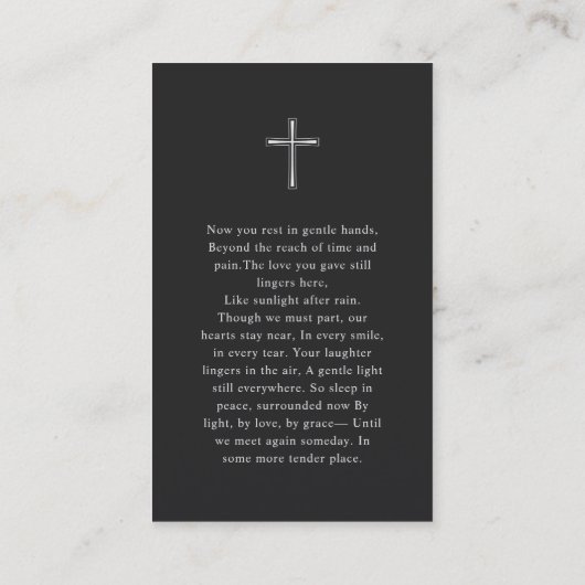 エレガント&写真モダンの葬式カードのカスタム献上品 名刺 (裏面)