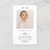 エレガント&写真モダンの葬式カードのカスタム献上品 名刺 (正面)