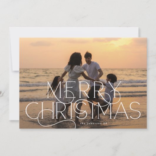 エレガント&写真モダンカーリーメリークリスマス シーズンカード (正面)