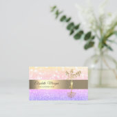 エレガント《写真》ぼけ味グラデーション金ゴールドツリーヨガインストラクター 名刺 (スタンド正面)