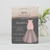 エレガント《写真》ぼけ味スタイリッシュグリッタードレスブライダルシャワー 招待状 (スタンド正面)
