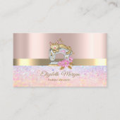 エレガント《写真》ぼけ味ストライプ金ゴールド、裁縫マシンキャット 名刺 (正面)