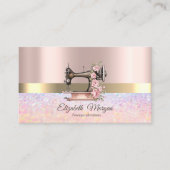 エレガント《写真》ぼけ味ストライプ金ゴールド、裁縫機 名刺 (正面)