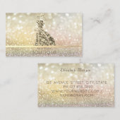 エレガント《写真》ぼけ味モダン金ゴールドグリッター 名刺 (正面/裏面)