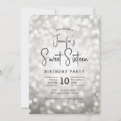 エレガント《写真》ぼけ味ラモダンイトScript Sweet 16 Silver 招待状 (正面)