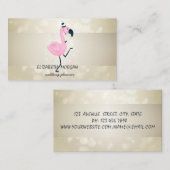 エレガント《写真》ぼけ味,ストライプ，ピッカッコいいク・フラミンゴ 名刺 (正面/裏面)