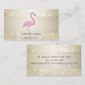 エレガント《写真》ぼけ味、ストライプ、ピンクフラミンゴ 名刺 (正面/裏面)