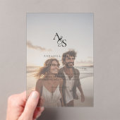 エレガント，写真，クラシック，モノグラム結婚, アクリル招待状 (インサイチュ (ポータブル))