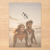 エレガント，写真，クラシック，モノグラム結婚, アクリル招待状 (正面)