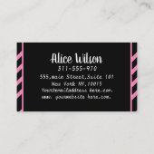 エレガント&可愛いピンクローズブラックピンクストライプのサロン 予約カード (裏面)