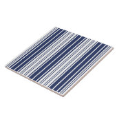 エレガント，垂直，ストライプネイビーブルー，白 タイル (側面)